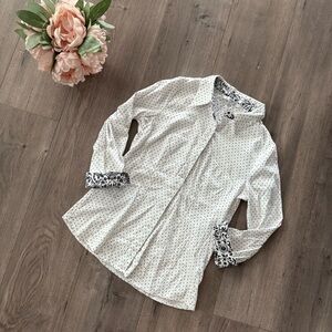 Vintage Black and White Polka Dot Button Down Shirt